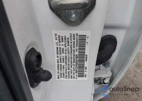 2019 Honda Civic Sport из США, поврежденный, VIN 19XFC2F85KE015825